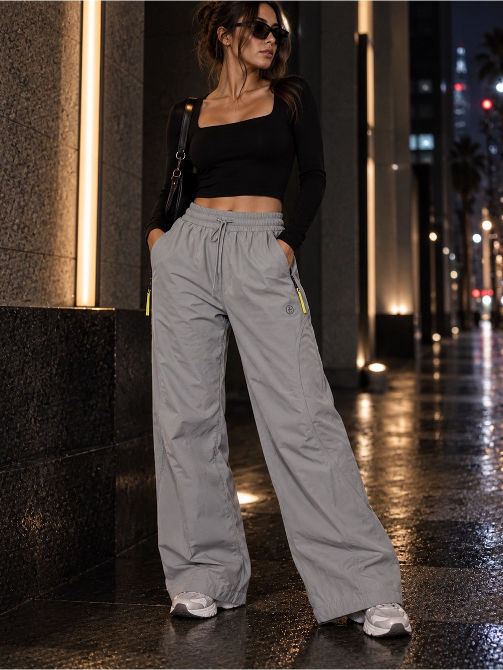 NEW Tokyo Streetwear Techwear Wide Leg Pants Gray Unisex Cyberpunk Tokyo Y2K